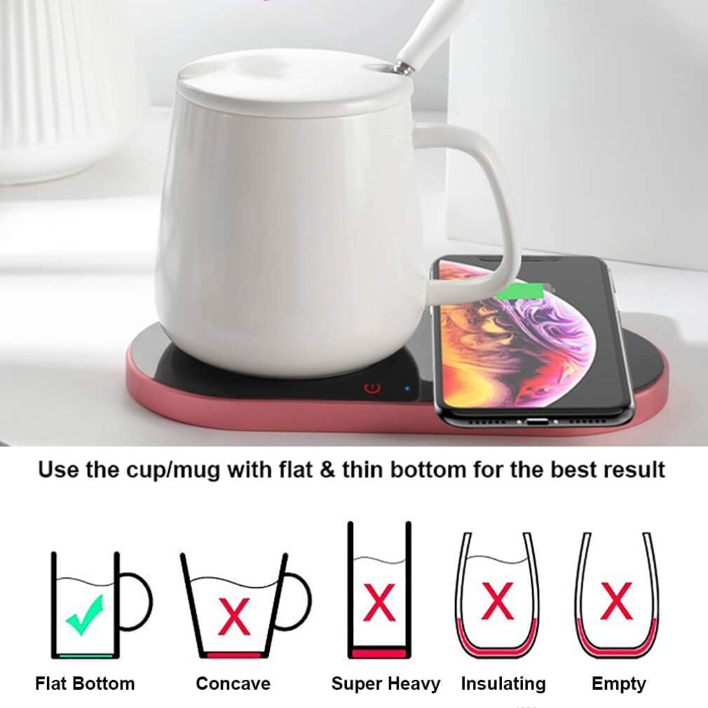 Electric Beverage Warmer Wireless Charging Pad Qi Charger Coffee Mug Warmer for Home Office Use