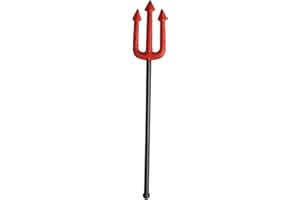 INXENS Small Devil Pitchfork Prop for Halloween Costume Accessories, Glitter Red Trident for Kids and Adults, 17.3 Inch Plastic Demon Fork, Detachable Party Toy