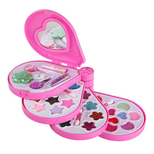 Cosmetic Bag Kit Pretend Makeup Set Jewellery Set Necklace Bracelet Ring Hair Clip Girls Toy (water-drop) - Thumbnail 6