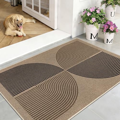 Capslpad Dirt Trap Door Mat 80x120cm, Non Slip Door Mat for Interior Door, Machine Washable Entrance Mat, Durable Jute Look, Indoor Entrance Mat