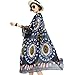 Women's Floral Printed Chiffon/Lace Kimono Cardigan Contrast-Trim Long Beach Cover Up