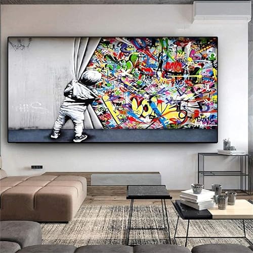 Photo du produit Amazon Peinture sur Toile Tableau Street Art Banksy Graffiti Art... en promotion à 1.71€
