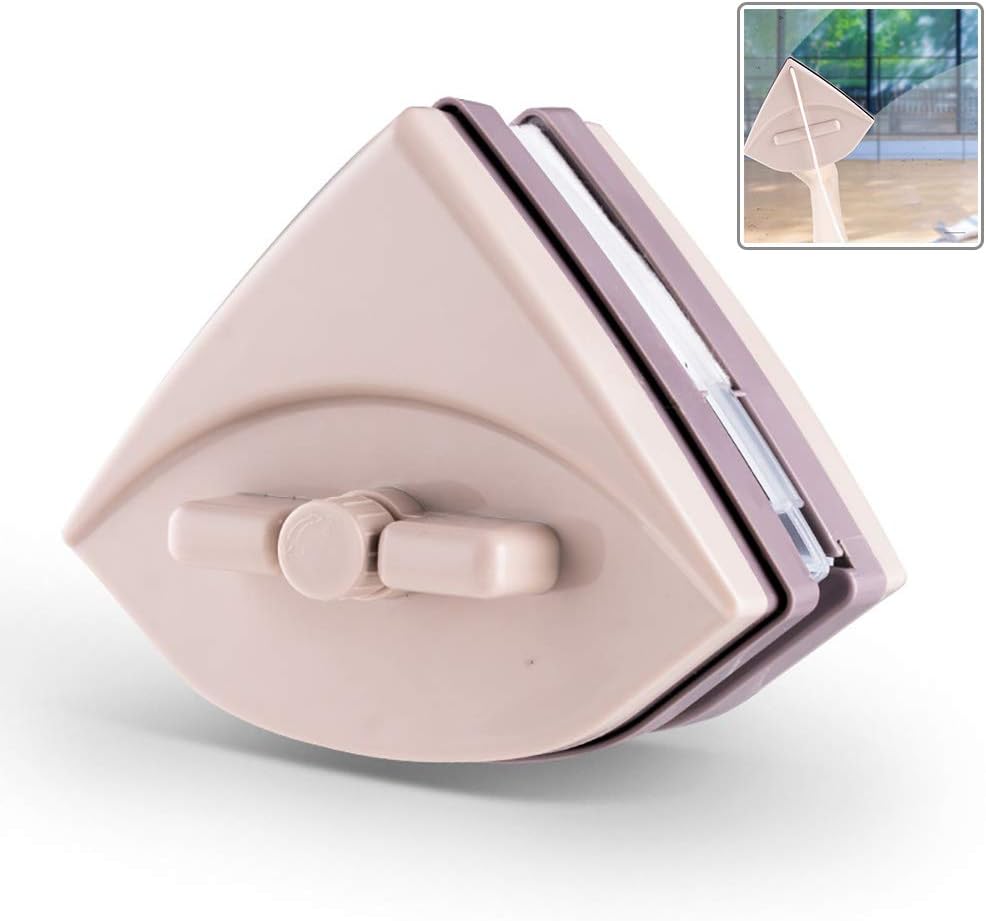 Magnetic Window Cleaner Double-Sided Magnetic Window Cleaner for Single and Double Glazed Windows Thickness 5-35Mm for High-Rise and Car Glazed Windows,Brown