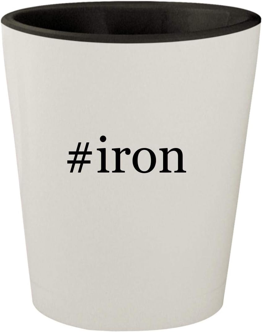 #iron - White Outer & Black Inner Hashtag Ceramic 1.5oz Shot Glass