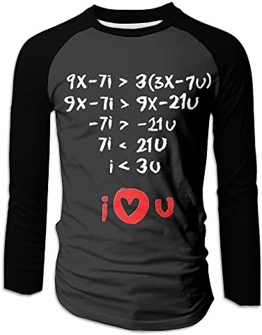 Men's I Love You Math Formula Raglan Baseball T-Shirts 3/4 Sleeve Baseball Tees S