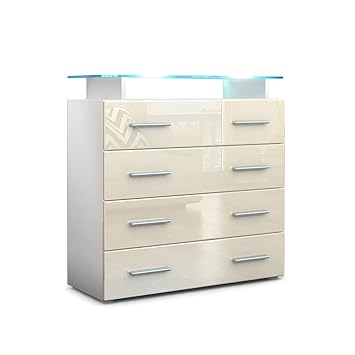 Vladon Chest Of Drawers Cabinet Pavos V2 Carcass In White Matt