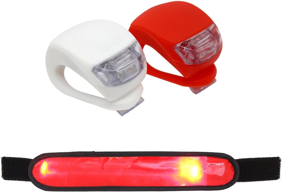 iQualTech Cycling LED Bike Light for Backpacks - Universal fit for all backpacks - With a set of Dual LED Bike Lights 1 White and 1 Red