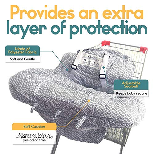 Shopping Cart Cover, 2 in 1 Baby Grocery Cart Seat Cover and High Chair Cover for Kids and Toddlers