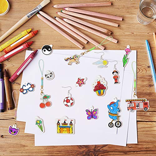 VGOODALL Schrumpffolien Set mit Schlüsselanhänger,10 Stück Schrumpfende Plastikfolie für Kinder Basteln