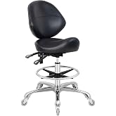 Nolasalon Saddle Stool Chair with Wheels,Ergonomic Swivel Rolling Height Adjustable for Salon Beauty Clinic Dentist Tattoo Home Office