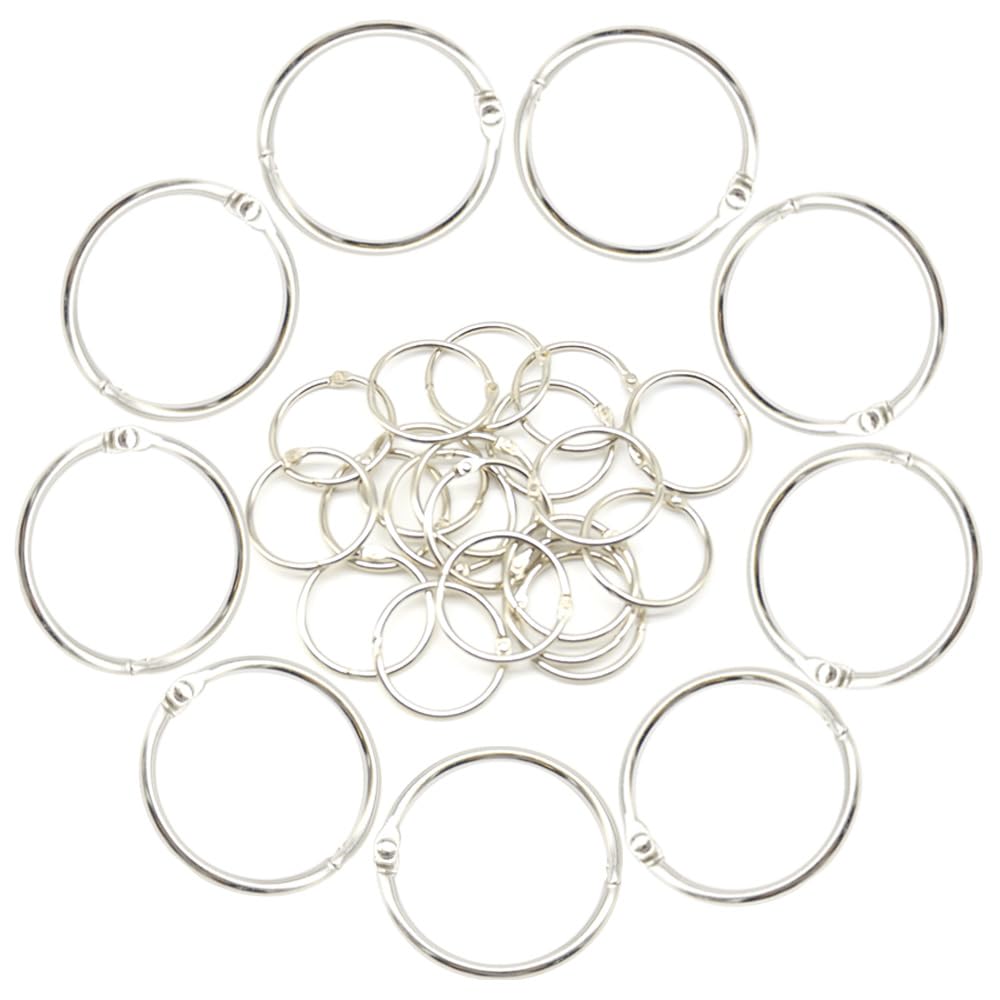 Hocansen 20 PCS Binder Rings 32mm Loose Leaf Binder Rings Index Card Rings Small Book Rings Metal Round Binding Rings for Flashcard,Paper,Key (32mm/YH)