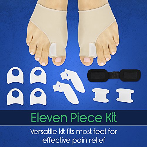 Bunion Relief Kit by ViveSole - Hallux Valgus Splint, Foot Guard, Corrector, Protector, Big Toe Separator Spacer Regulator, Gel Sleeve for Bunion Treatment - Post Surgery Recovery for Feet / Foot Pain