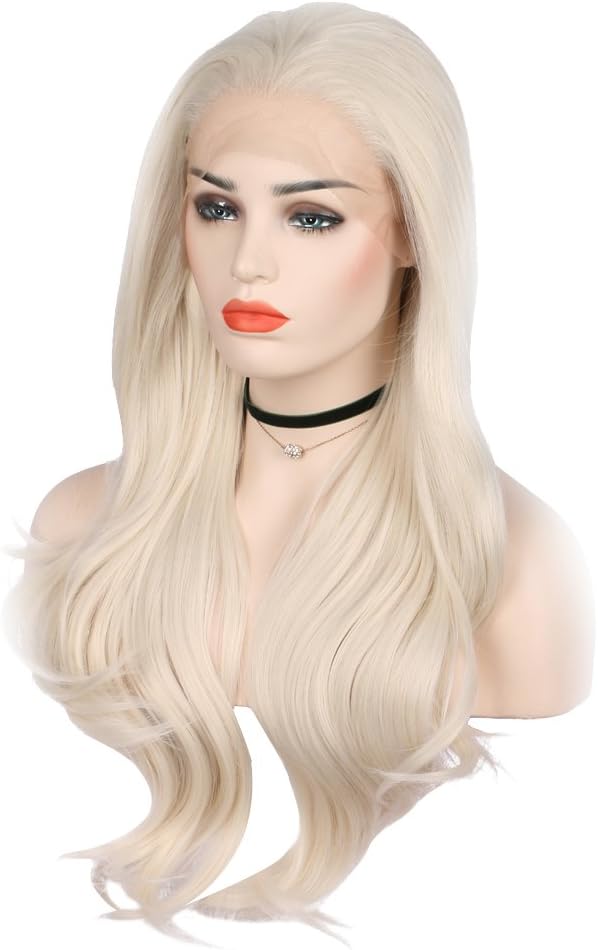 Arimika 26inch Long Light Blonde Bodywave Heat Safe Synthetic Soft Bouncy Layered Lace Front Wig