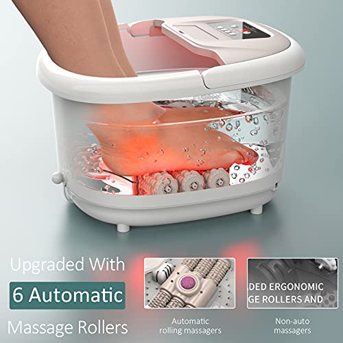 Foot Spa Bath Massager with Heat, 6 Motorized Rollers, Bubble, Fast