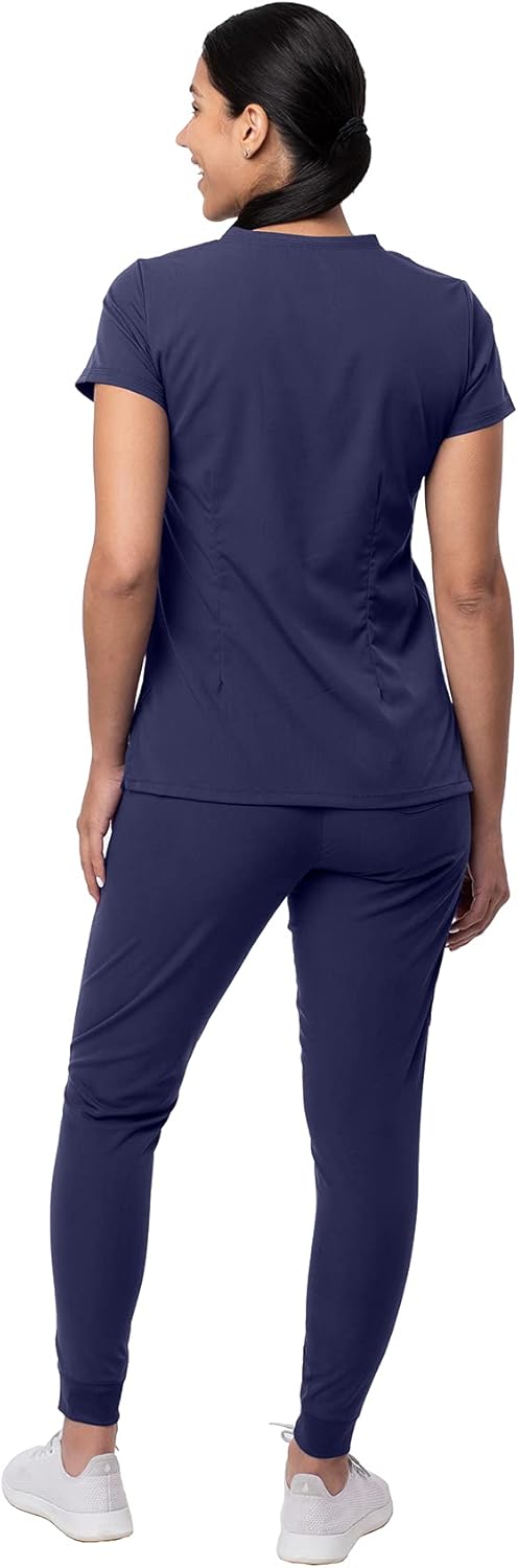 Adar Pro Movement Booster Scrub Set for Women - Sweetheart V-Neck Scrub Top & Yoga Jogger Scrub Pants: Clothing