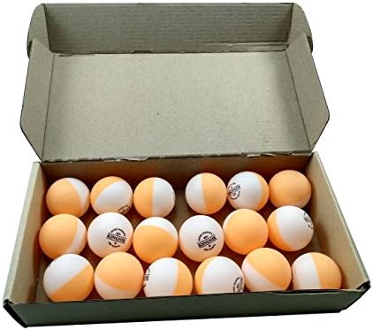 Kingnik Two Tones Table Tennis Training Ball (White + Orange :18 balls) , Celluloid Free.