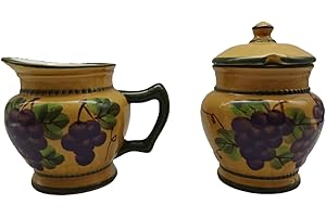 ACK Ceramic Cream and Sugar Set, Sugar Bowl with Lid (Grape)