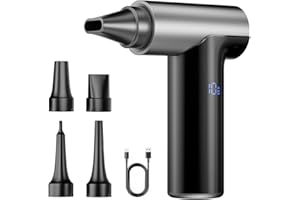 Compressed Air Duster, 130000RPM Super Power Electric Air Duster, 11-Gear Stepless Speed Mini Blower with Aluminum Alloy, Cor