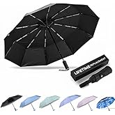 DryDay Travel Umbrellas for Rain - Large Windproof Double Canopy Umbrella, 10 Durable Ribs, Strong Frame, Auto Open Close Ergonomic Handle, Compact Waterproof Umbrella for Women & Men