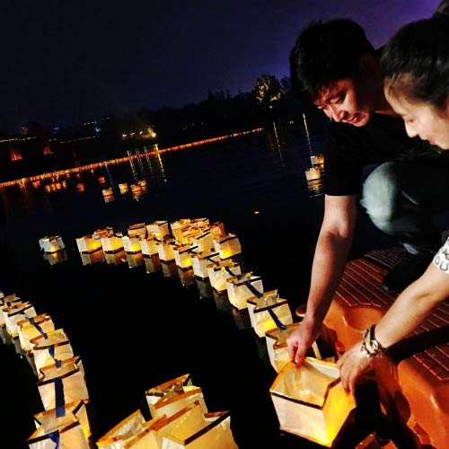 Homecube Outdoor Water Floating Candle Lanterns Biodegradable White Chinese Paper Lanterns for Wishing, Praying, Floating 10 Pack 5.9 Inch - Thumbnail 3
