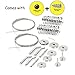 Fasthomegoods Wall Mount Children's Art Projects Display Curtain Wire Rod Set with 48 Hanging Clips Stainless Steel