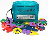 Classic 52 Wooden, Magnetic Letters - 2 Upper Case Alphabets - Great For Preschool Reading, Writing & Spelling - Play ABC Phonics Games With This Brightly - Colored Early Learning, Educational Toy!