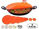 Billam Products 8-Piece Reusable Silicone Suction Lid Set, Sunset Orange