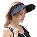 CACUSS Women's Summer Sun Hat Large Brim Visor Adjustable Nylon Buckle Packable UPF 50+(Black)
