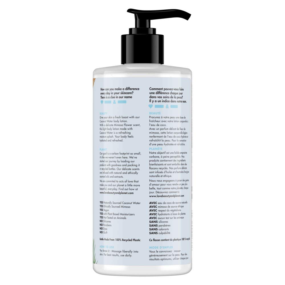 Love Beauty & Planet Luscious Hydration Body Lotion Coconut Water and Mimosa Flower 13.5 oz : Beauty