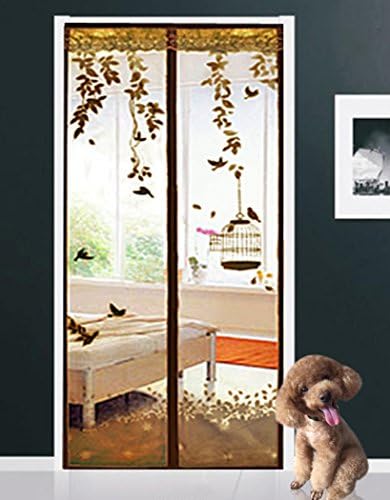 HOMY Mesh Screen Door With Fancy Printed Patterns Magnetic Stripe,KEEP BUGS OUT Let Fresh Cool Breeze In Mosquito Curtain Top-to-Bottom Seal with 2 Rolls of Velcro Fits Door Openings up to 47"x82"