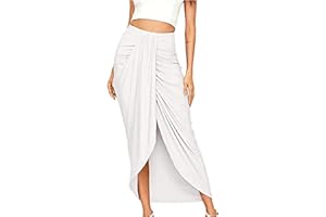 SERYU Women's Casual Slit Wrap Asymmetrical Elastic High Waist Maxi Draped Skirt