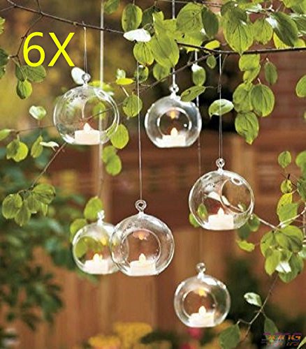 6 Round Glass Hanging Tealight Holder Baubles For Weddings Decoration Xmas Teardrop Pear Shaped Tealight Holder With Hole Buy Online In Mauritius Rayinblue Products In Mauritius See