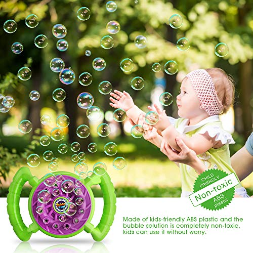 Baztoy Bubble Machine Handheld Bubble Blower Toy Outside Toys Birthday Parties Gifts Outdoor for Kids Toodlers Boys Girls with 2 Extra Bubbles Solution