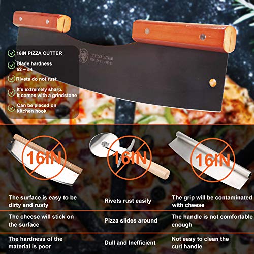 AILUROPODA Pizza Cutter Rocker with Knife Sharpener & Protective Cover 16" Large Pizza Rocker