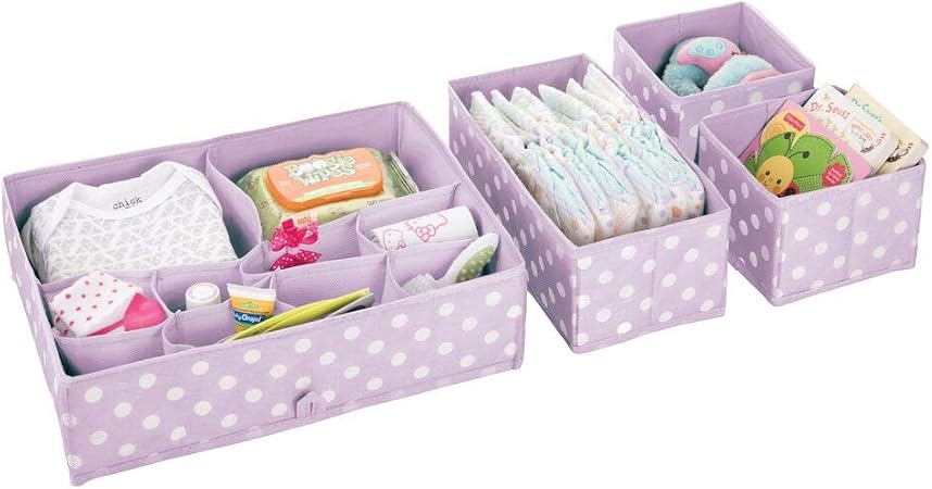 Armoire Mdesign Boite De Rangement Pour Chambre Denfant En Polypropylene Lot De 4 Table A Langer Rose Bac De Rangement Pour Accessoires De Bebe Aussi Comme Organiseur De Tiroir Bebe Puericulture