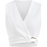 winkbay Women's Cut Out Wrap V Neck Tank Top Sleeveless Asymmetrical Crop Tops