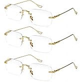TERAISE Frameless Metal Reading Glasses for Men/Women Blue Light Blocking -Rimless Fashion Comfortable Computer Eyeglasses