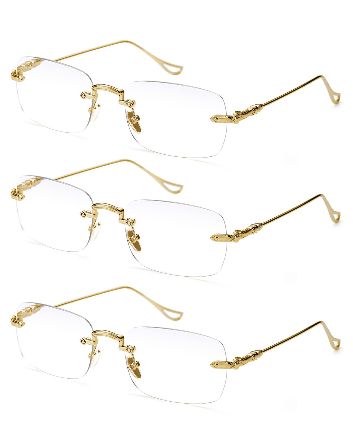 Photo 1 of TERAISE 3Packs Frameless Metal Reading Glasses for Men/Women Blue Light Blocking -Rimless Fashion Comfortable Computer Eyeglasses