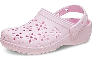 Crocs Unisex-Child Classic Clogs with Floral Cut Out Design, Kids and Toddler Shoes