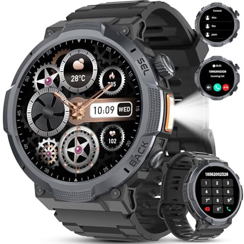 AI Voice Smart Watch for Men Women, Bluetooth 5.4 Answer/Make Calls, Smartwatch Heart Rate/Sleep/SpO2 Monitor/Pedometer/Calories, 120+Sports, IP68 Waterproof Fitness Tracker for Android iOS, Black
