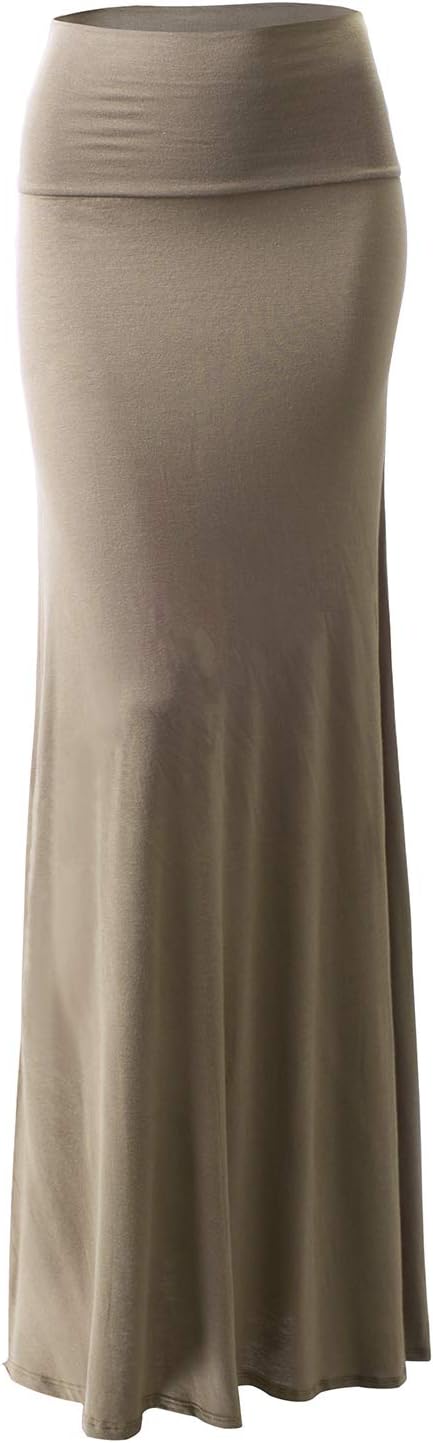 URBAN K Womens Basic Foldable High Waist Regular and Plus Size Maxi Skirts