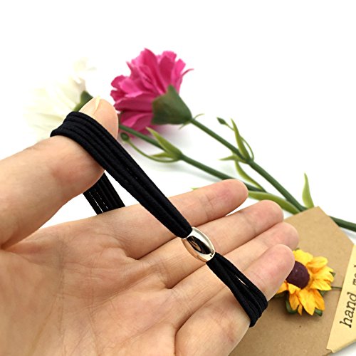 Elastic Hair Bands Ties and Ponytail Holder for Women and Girls, 6 Count Black Color Natural Heavy Duty Hair Ties Band for Long Short Thick Hairs