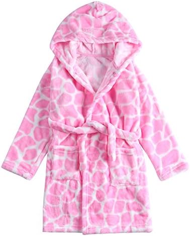 CHENXIN Kids Bathrobe Cow Coral Fleece Hooded Pajamas Sleepwear