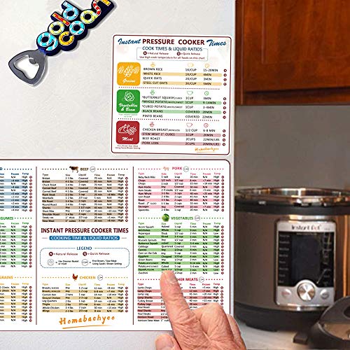 Cheat Sheet Set for Instant Pot, Electric Pressure Cooker Cook