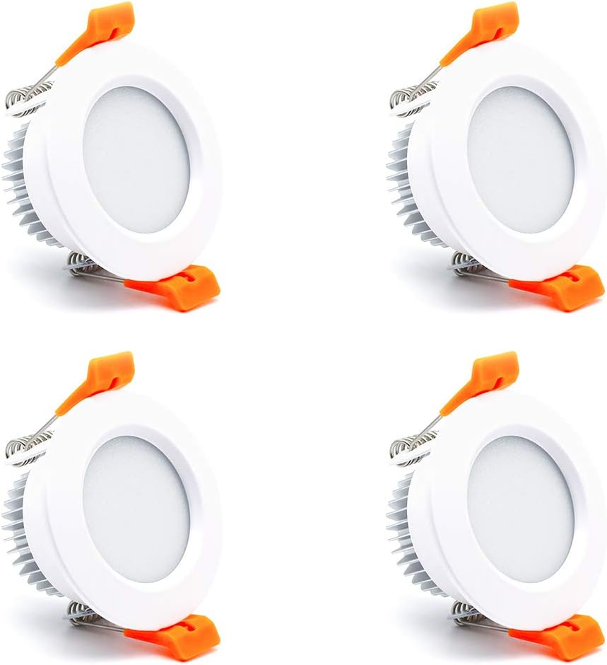 2 inch Dimmable LED Recessed Lighting, 3W Retrofit Downlight, 3000K Warm White, CRI 80 with LED Driver, as AC 110V Ceiling Light Fixture for Living Room, Kitchen, Bedroom, Hallway, 4 Pack