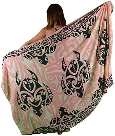 Island Style - Full-Sized Sarong - Tattoo Turtle Trio (Cream / Coral / Black)