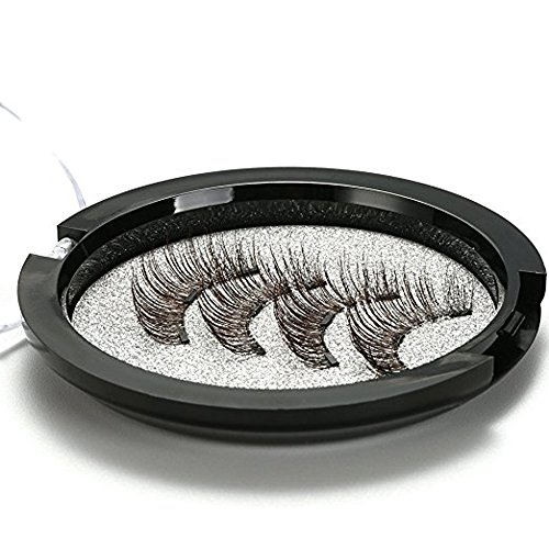 Magnetic Fake Eyelashes Full Eye – DiKoMo 3 Magnets Fake Lashes Set for NATURAL LOOK [No Glue] 1.14X0.7INCH Handmade 3D Reusable False Eyelash Extension w/ golden APPLICATOR (Black) - Thumbnail 5