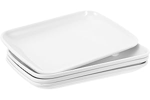 SEWACC 4pcs Melamine Rectangular Plates 19x12cm Square Cuisine Snack Dishes for Barbecue and Breakfast