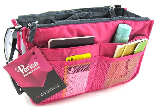 Periea Handbag Organizer, 12 Compartments - Chelsy (Bright Pink, Large)