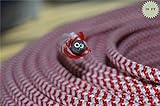 Fortunewill 10 ft 3-wire Red/White Flat Cloth Covered Wire Antique Lamp Cord Cloth Electrical Cord 3-Wire Round Cord, 18ga. Vtg Lamp Wire Antique UL Certificated